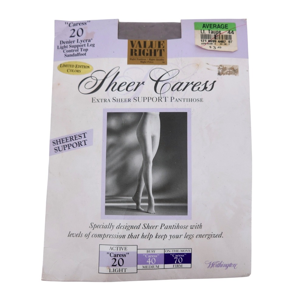 Vintage Worthington Pantyhose Lt Taupe Sheer Caress 20 Denier Limited Edition